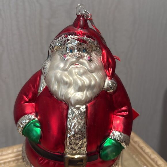 Vintage Department 56 Oversized Handblown Mercury Glass Santa Claus Ornament New - Picture 2 of 16